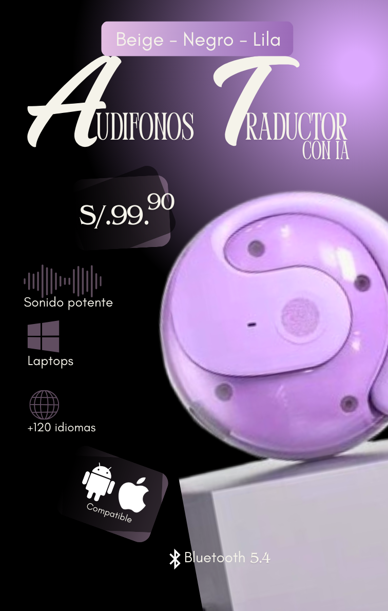 “Auriculares Redondos: Traducción Instantánea & Estilo FreeClip”.