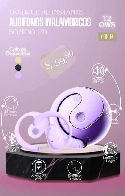 “Auriculares Redondos: Traducción Instantánea & Estilo FreeClip”.